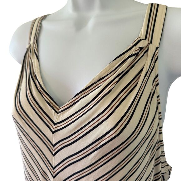 A New Day Cream Sleeveless Dress Rust Red / Brown Blue Stripes Size XXL - Picture 2 of 7